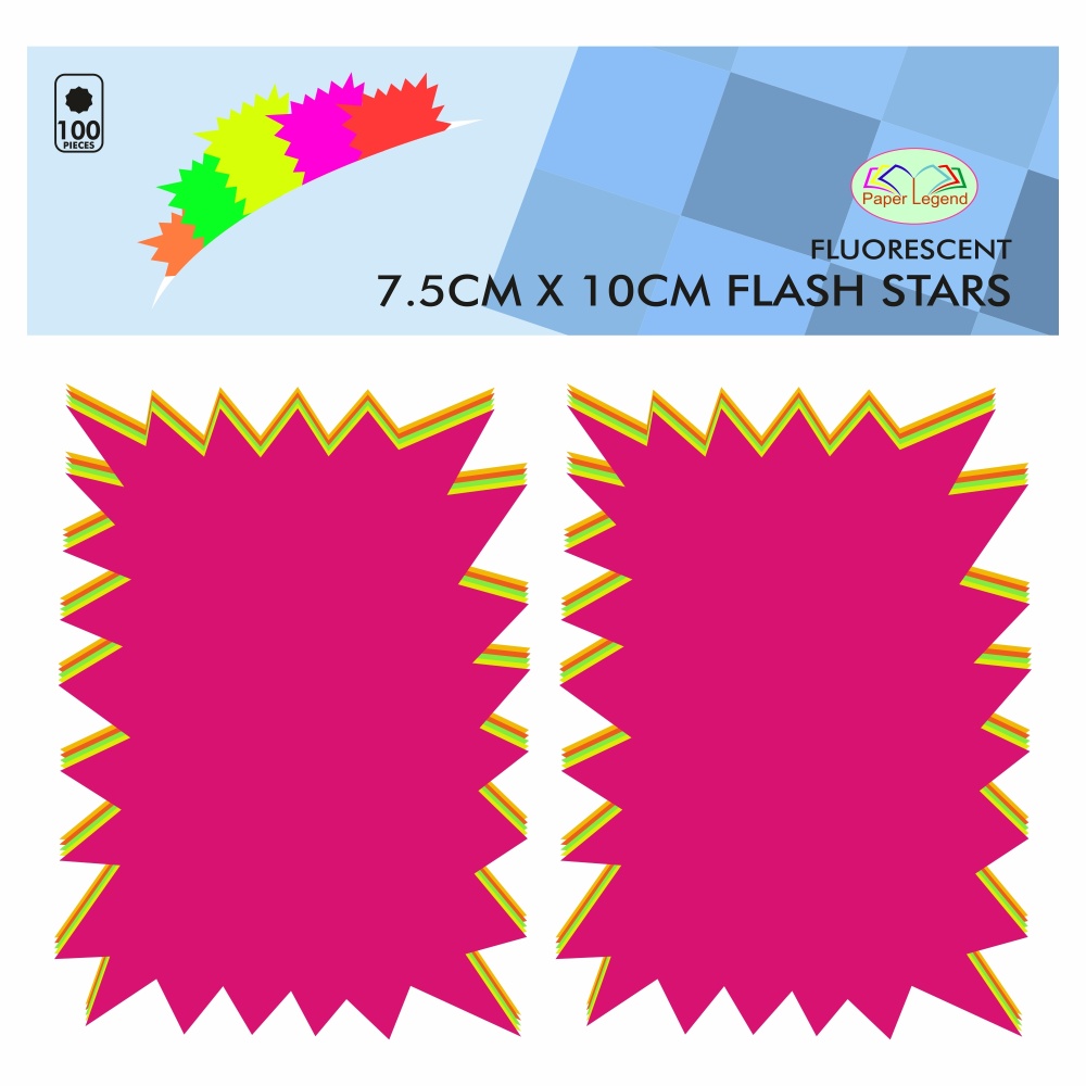 PLG Rectangle Fluorescent Stars 7.5cm x 10cm Pack of 100